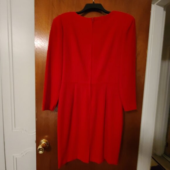 Vintage Morton Myles For The Warrens Bright Red Cocktail Dress Size 12P - Picture 2 of 4